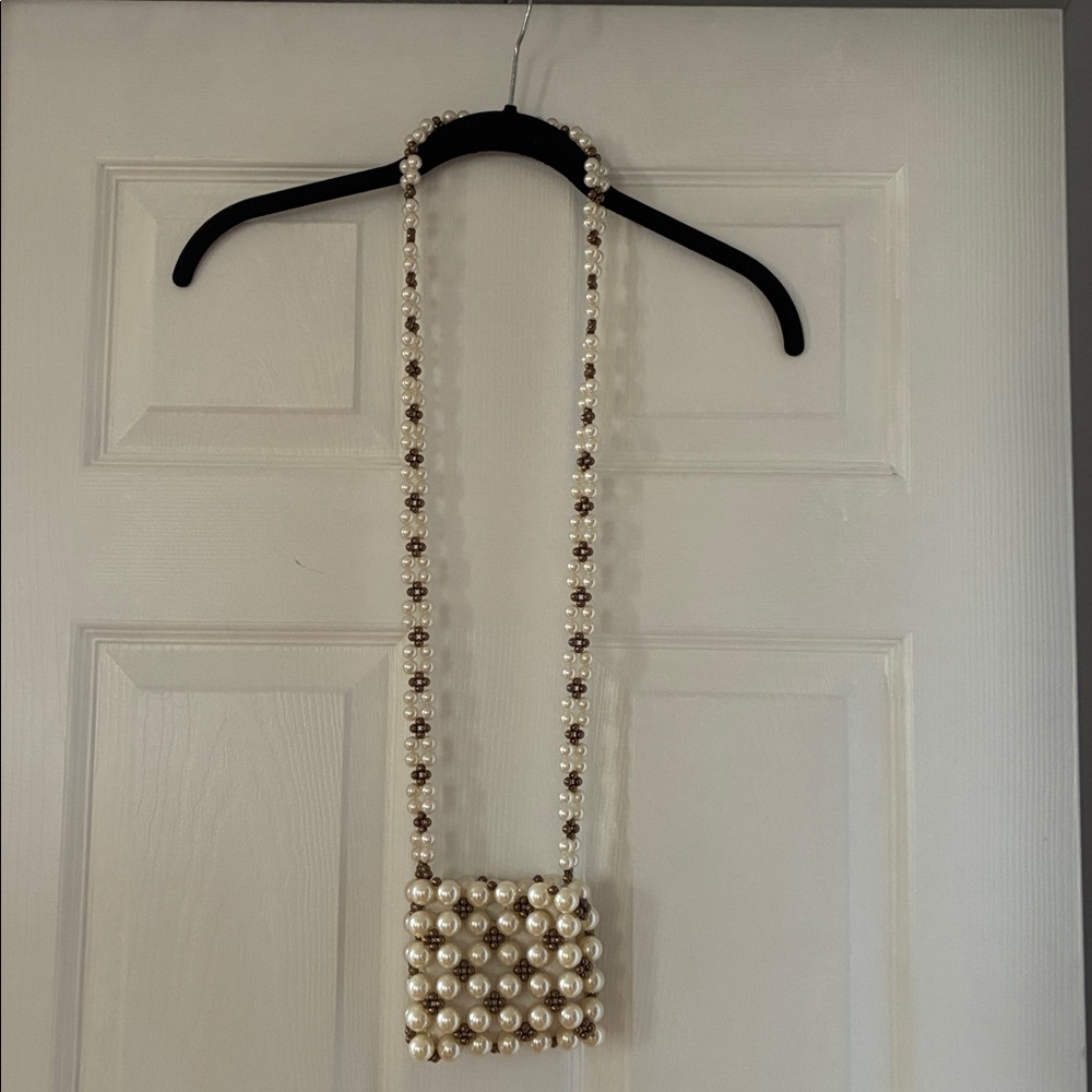 Free People Elegant Pearl Beaded Handbag